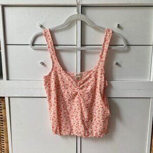 Coral Floral Crop Tank Top